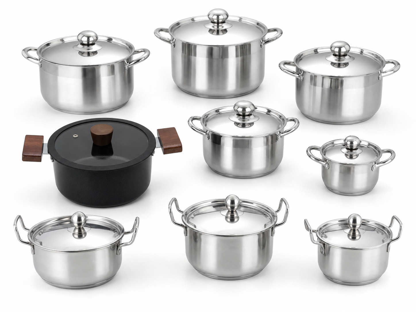 Stainless steel cookware set detail