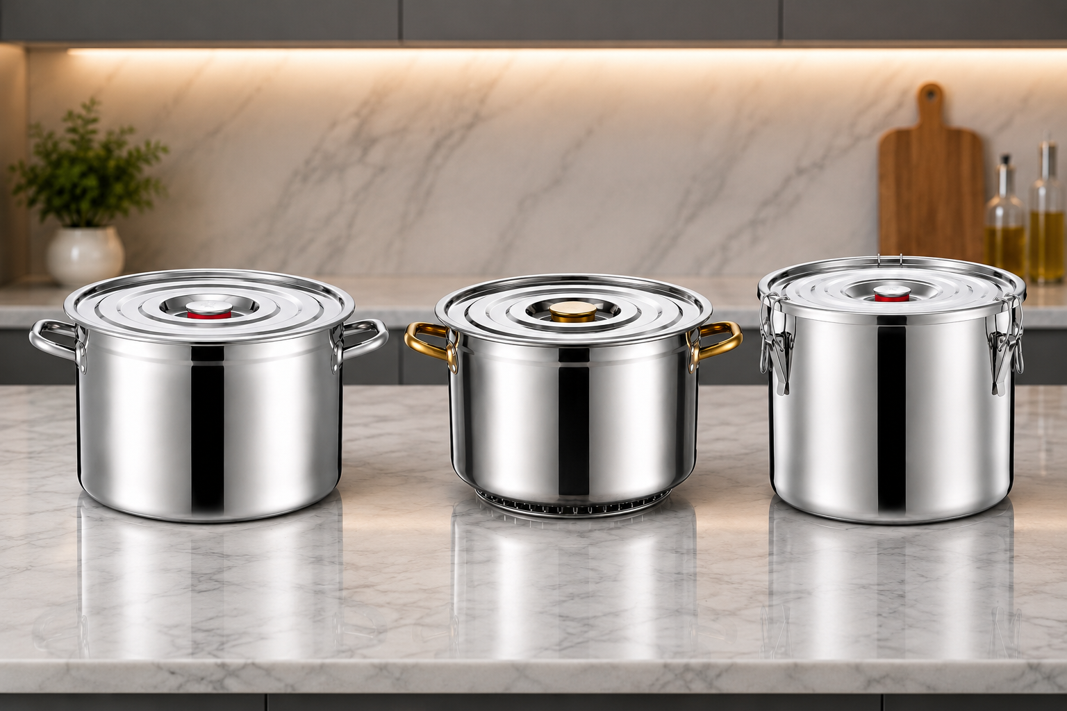 commercial stock pots loaded for wholesale shipment