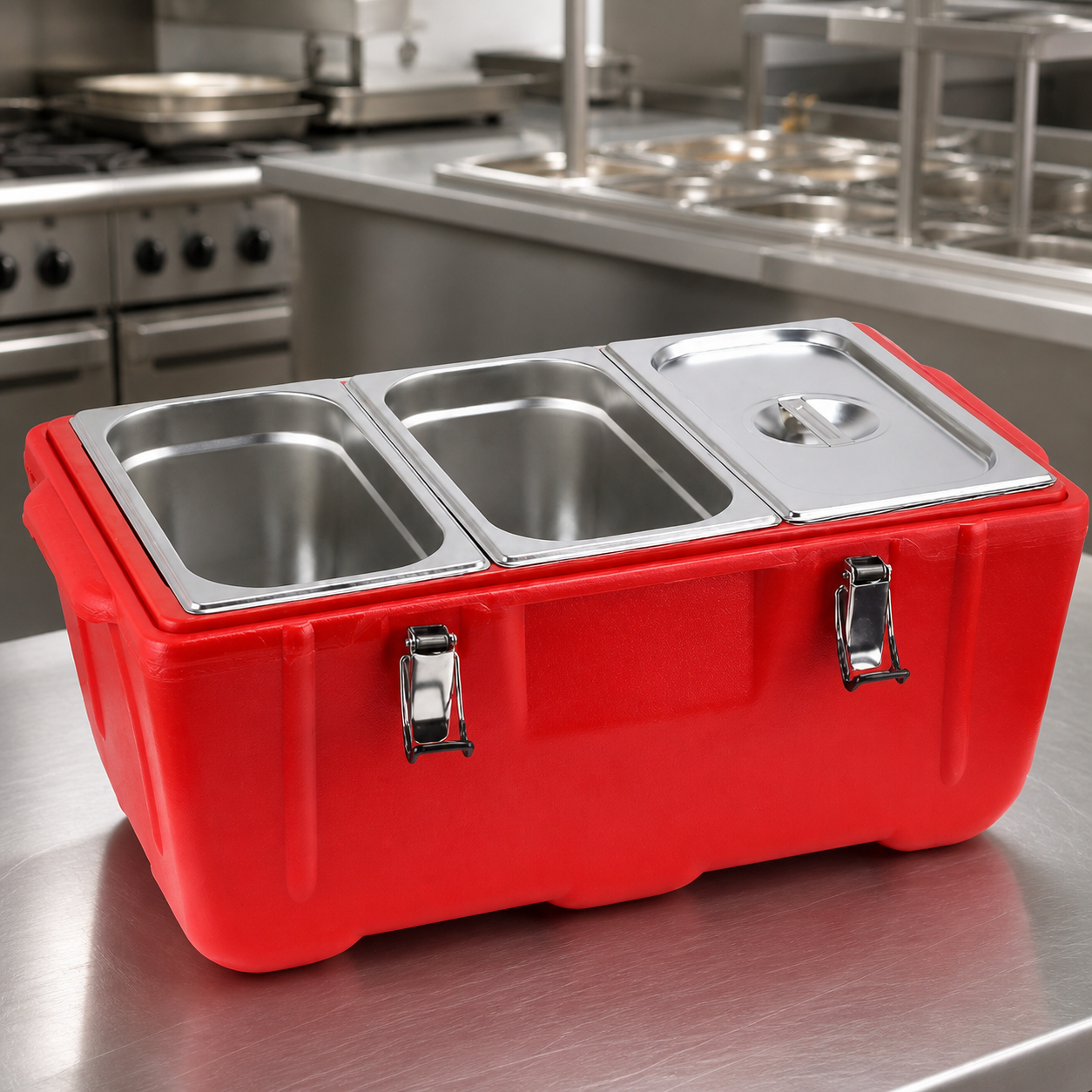open insulated food container showing inner structure