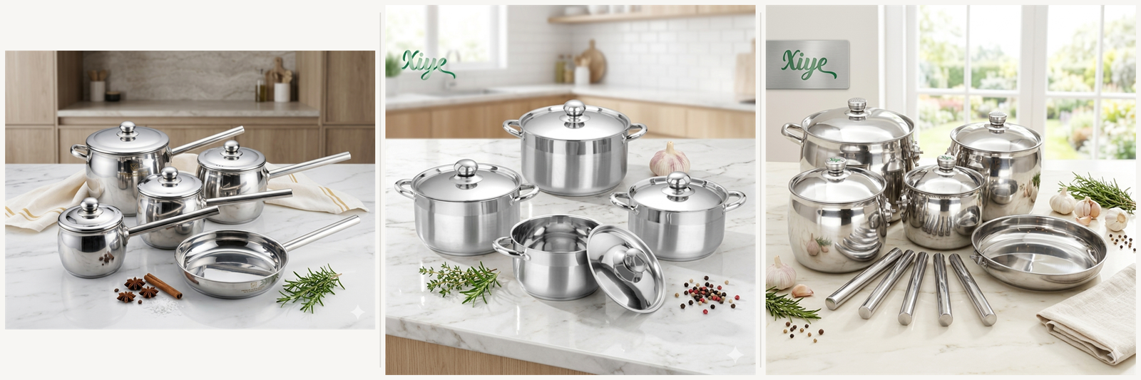 Stainless steel cookware set example