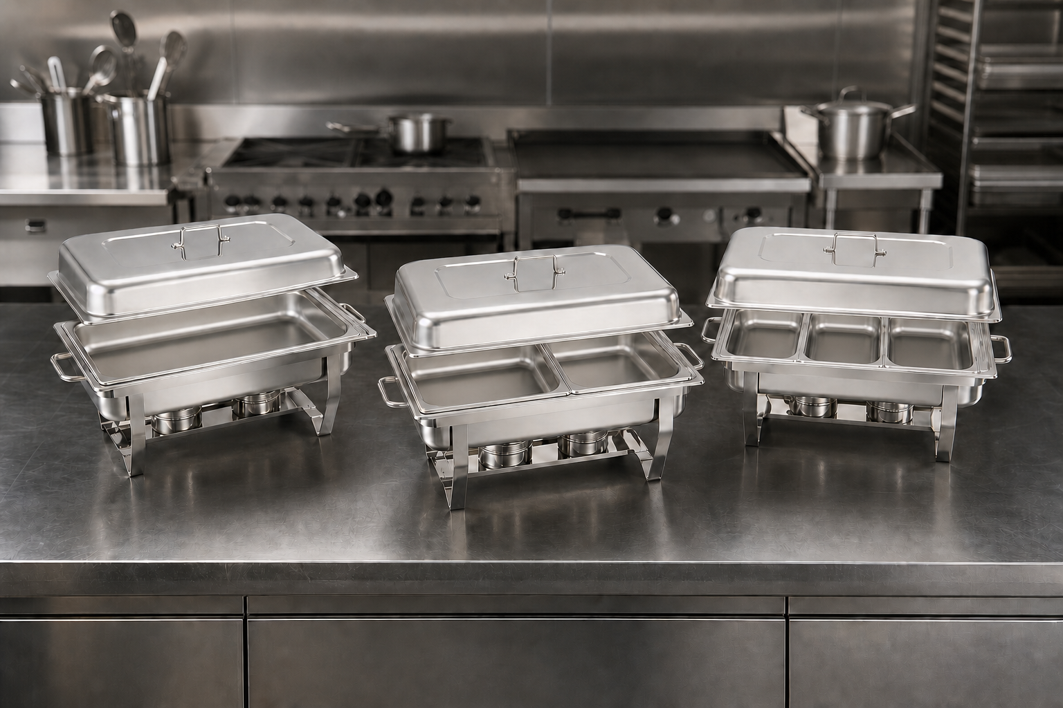 11L buffet chafing dish with two food pans compared to one pan