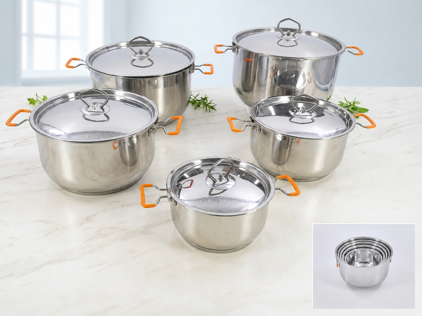 10-Piece Cookware Set with Collapsible Handles